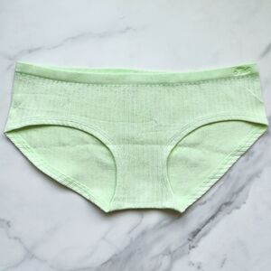 NWT PINK VICTORIA'S SECRET SEAMLESS RIB HIPHUGGER PANTY IN LIME CREAM SIZE MEDIU